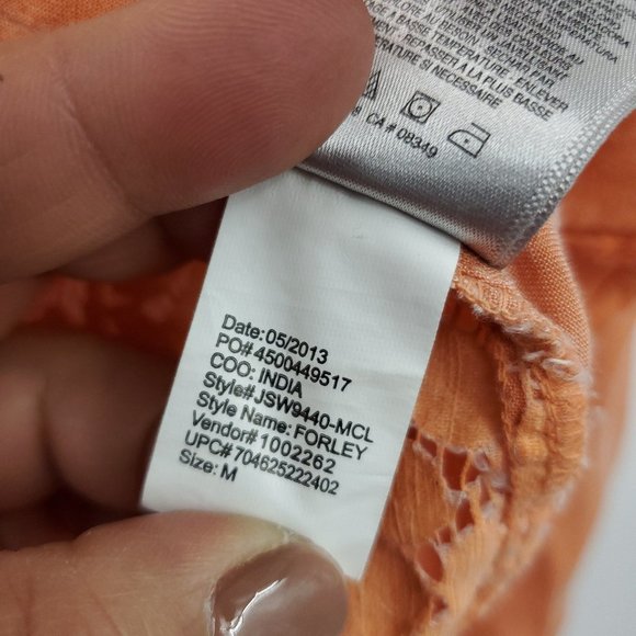 Jessica Simpson Forley Button Up Blouse Orange M - Picture 9 of 10